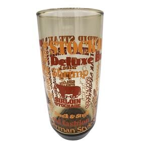 Vintage 1970's Sirloin Stockade Restaurant Cow Beef Steak Retro Drinking Glass